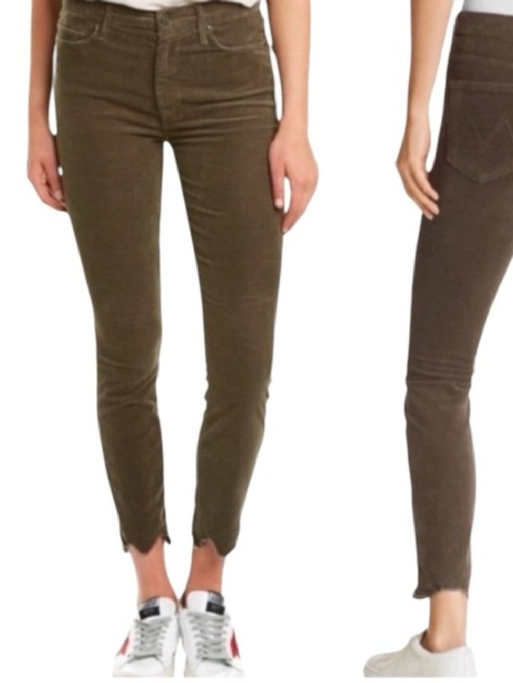 MOTHER DENIM HIGH-WAISTED LOOKER ANKLE CHEW HOPSCOTCH CORDUROY TAUPE sz 29